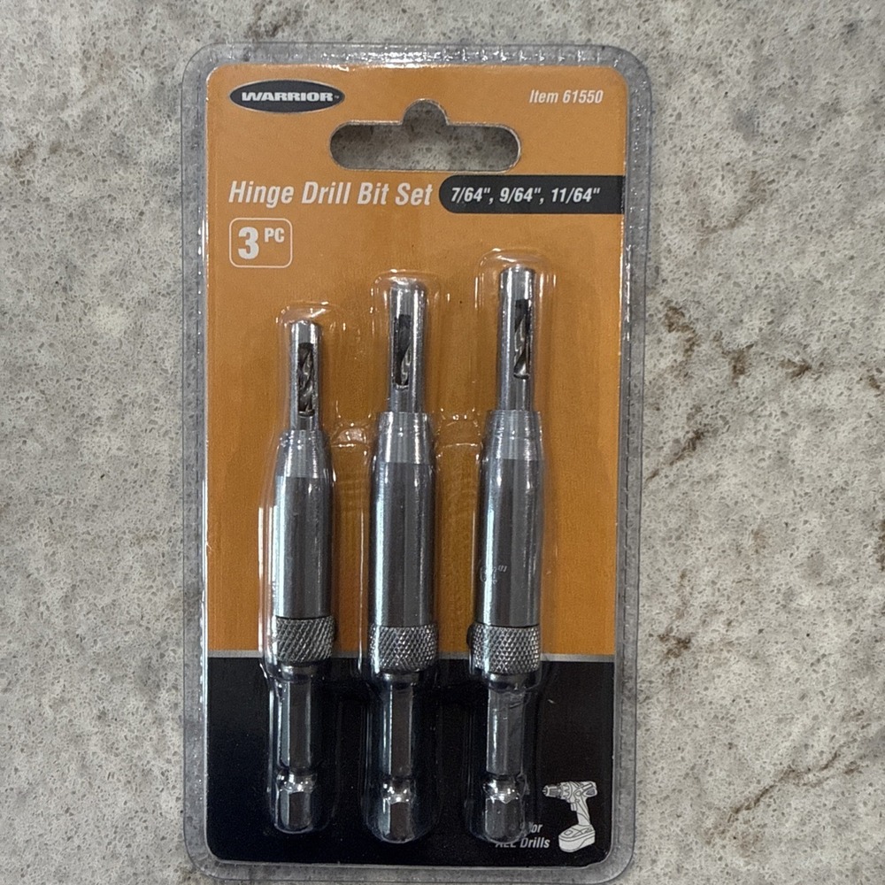 Warrior 3 Pc Hinge Drill Bit Set: 7/64", 9/64" & 11/64" Item #61550